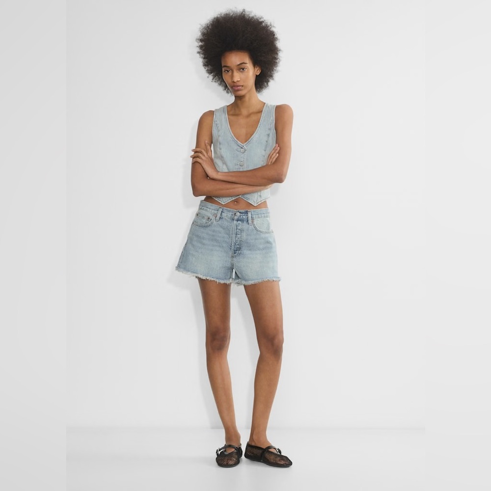 Aritzia Denim Forum Light Wash Blue Jean Shorts